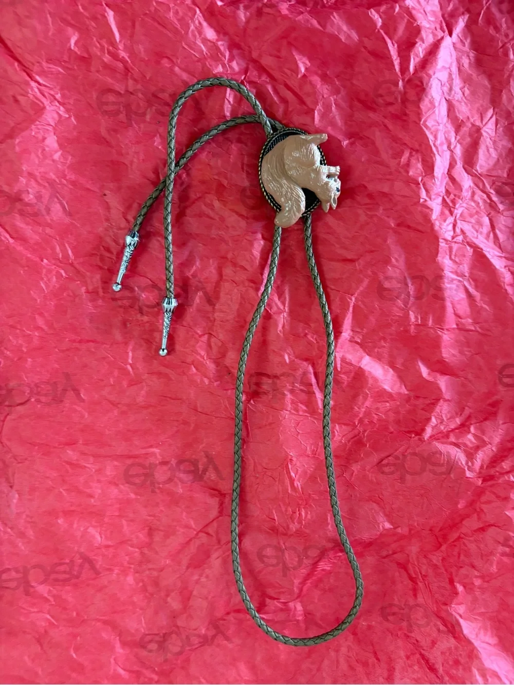 Vintage Bear Bolo Tie in Taupe